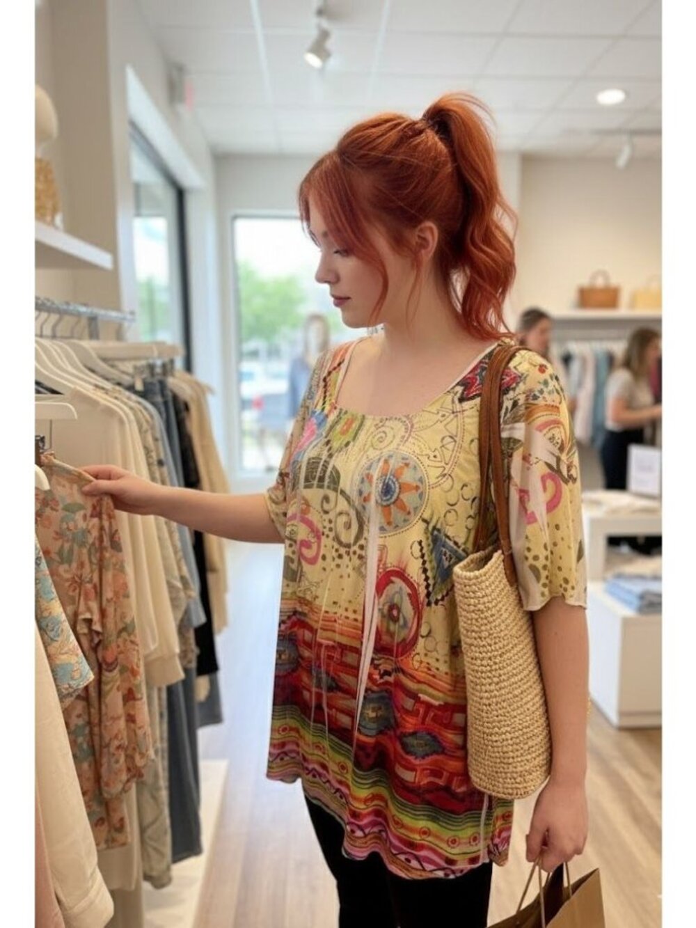 Simply Irresistible Womens Colorful Bohemian Print Top XL Polyester/Spandex